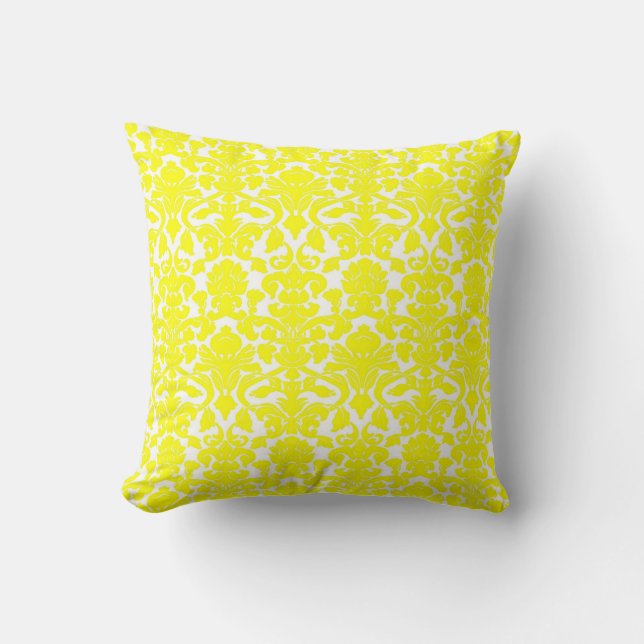 Vintage Floral Yellow Damask Seal Pillow (Front)