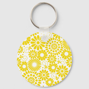 Vintage floral yellow Keychain