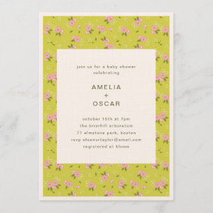 Vintage Floral Yellow Pink Couples Baby Shower  Invitation