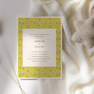 Vintage Floral Yellow Pink Couples Baby Shower  Invitation