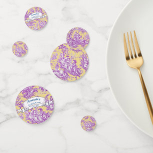 Vintage floral yellow purple toile de jouy  confetti