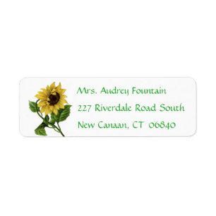 Vintage Floral Yellow Sunflower Green Flower