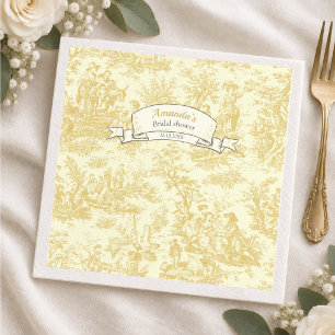Vintage floral yellow toile de jouy shower napkin