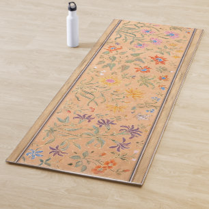 Vintage Floral Yoga Mat Cream Colourful Wildflower