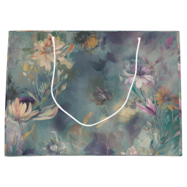 Vintage Florals Background Texture Large Gift Bag (Front)