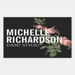 Vintage Florals Bold Text on Black Sticker