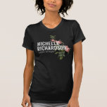 Vintage Florals Bold Text on Black T Shirt<br><div class="desc">Coordinates with the Vintage Florals Bold Text on Black Business Card Template by 1201AM. A bold styling of your name or business name is layered with a vintage-style illustration of a rose vine on this chic t-shirt design. An eye-catching and stylish effect for a beautiful impression. © 1201AM CREATIVE</div>