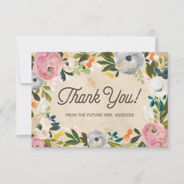 Vintage Florals | Bridal Shower Flat Thank You (Front)