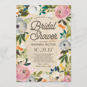 Vintage Florals   Bridal Shower Invitation