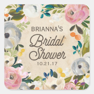 Vintage Florals   Bridal Shower Sticker