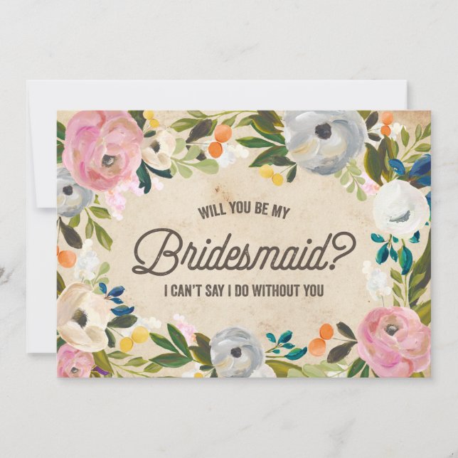 Vintage Florals | Bridesmaid Invitation (Front)