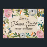 Vintage Florals | Flower Girl Invitation<br><div class="desc">Propose to your wedding party with this chic and elegant invitation featuring painted blooms on a vintage background.  For an even more memorable invitation select a die-cut shape,  textured paper or a double thick paper.</div>