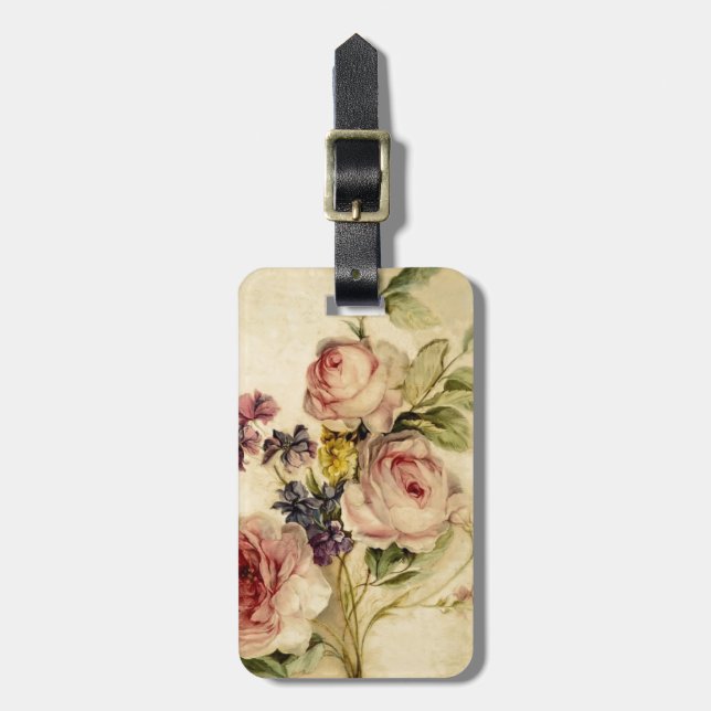 Vintage Florals from 18th Century Luggage Tag (Front Vertical)
