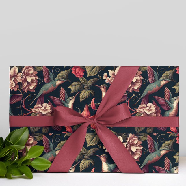 Vintage Florals & Hummingbirds Pattern Wrapping Paper (Creator Uploaded)