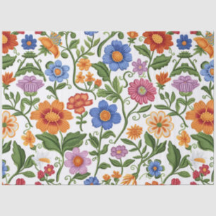 Vintage Florals Knitting Botanical Pattern Pastel Tissue Paper