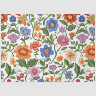 Vintage Florals Knitting Botanical Pattern Pastel Tissue Paper