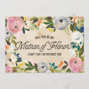 Vintage Florals Matron of Honour Invitation