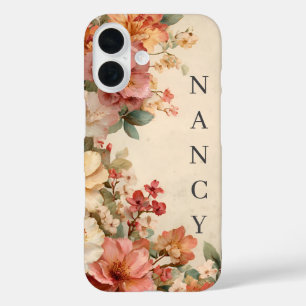 Vintage Florals on Cream iPhone 16 Case