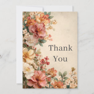 Vintage Florals on Cream Thank You Card