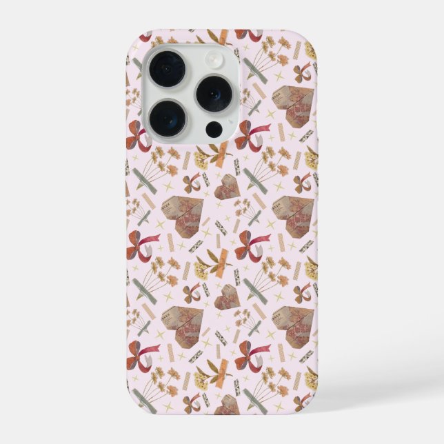 Vintage Florals & Paper Hearts IPhone Case (Back)