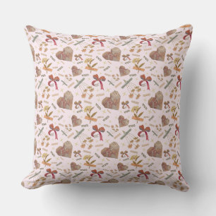 Vintage Florals & Paper Hearts Throw Pillow
