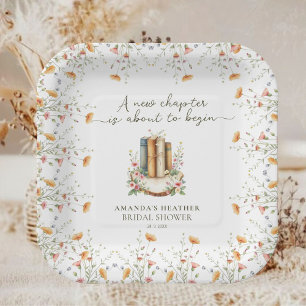 Vintage Florals Storybooks Bridal Shower Party  Paper Plate