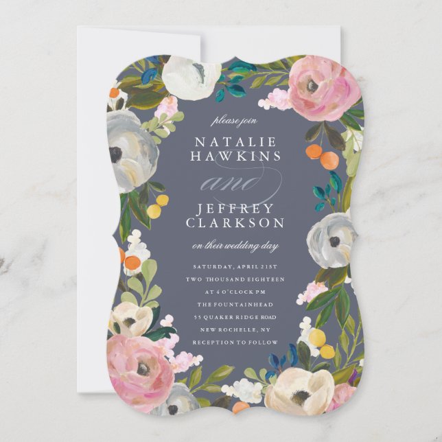 Vintage Florals Wedding Invitation (Front)