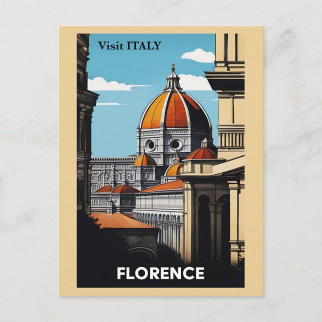 Vintage Florence Italy Cathedral Travel Postcard (Front)