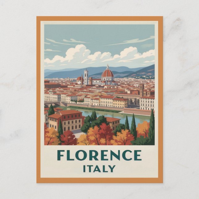 Vintage Florence Italy Cathedral Travel Postcard (Front)