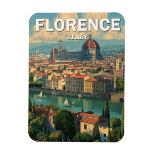Vintage Florence Italy Skyline Travel Magnet