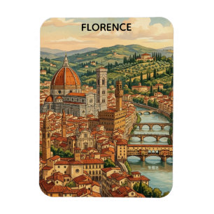 Vintage Florence Italy Tuscany City View Magnet