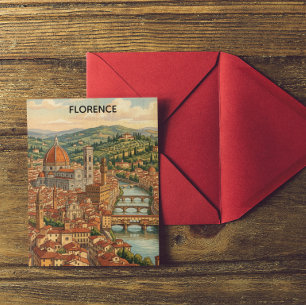 Vintage Florence Italy Tuscany City View Postcard