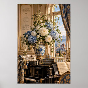 Vintage Florence Piano Floral Wall Art