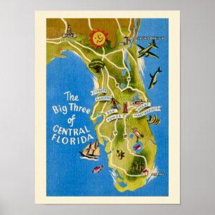 Vintage Florida Attractons Print