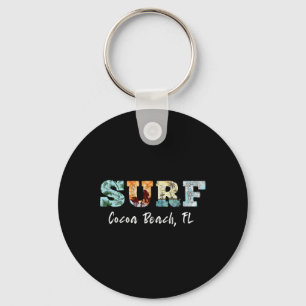 Vintage Florida Beach Surfer Retro Surfing Wave Ri Key Ring