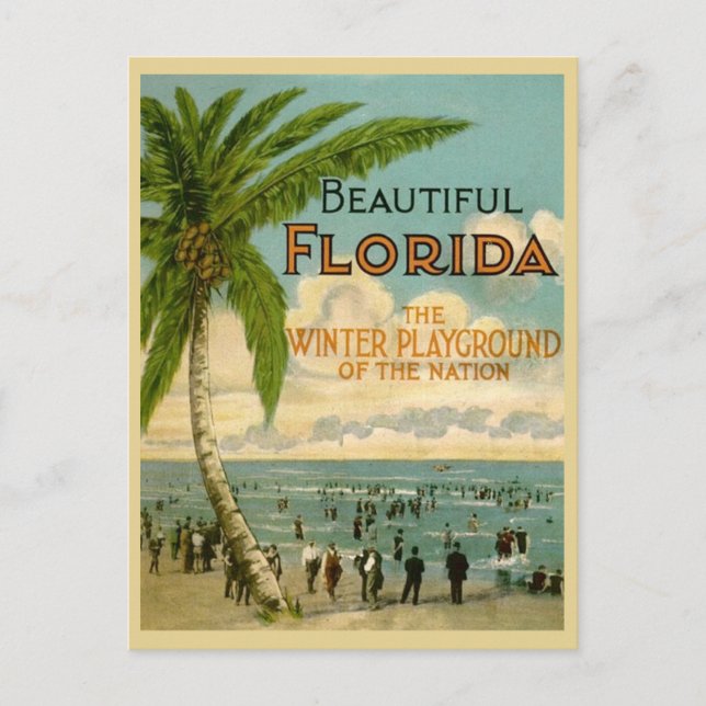 Vintage Florida Beachgoers 1922 Postcard (Front)