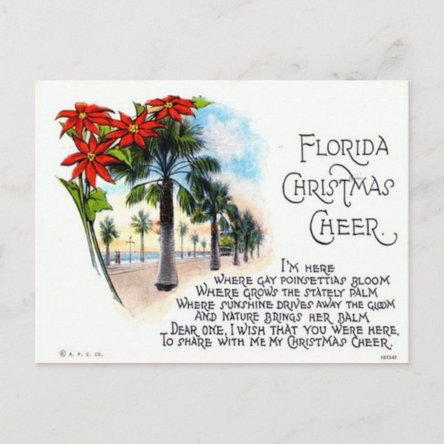 Vintage Florida Christmas Cheer Holiday Postcard (Front)