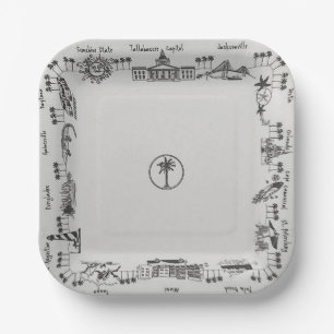 Vintage Florida Cities Paper Plates