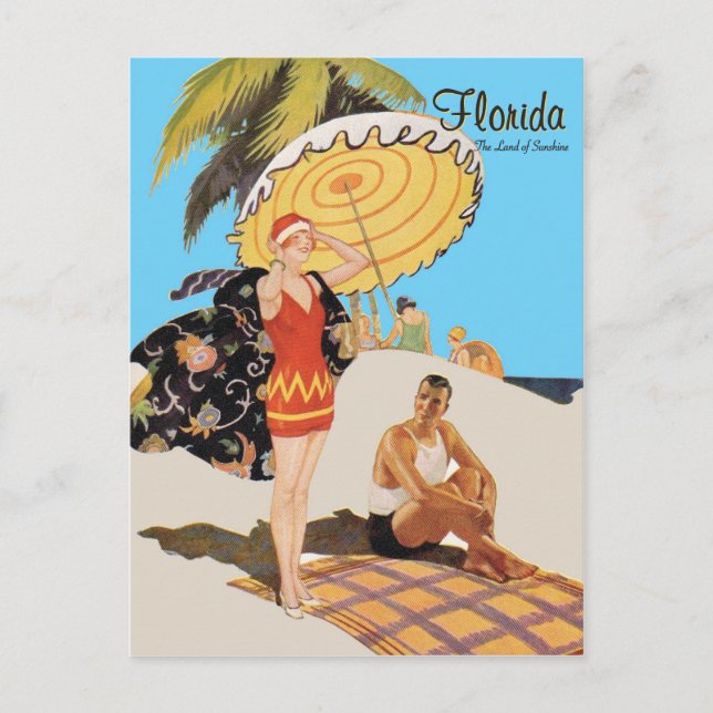Vintage Florida Deco Travel Illustration Postcard (Front)