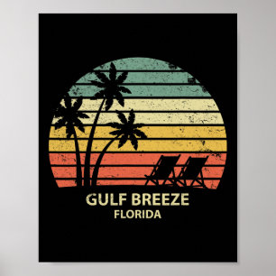Vintage Florida Gulf Breeze Beach T Shirt Cool Ret Poster