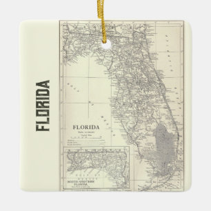 Vintage Florida Map Ceramic Ornament