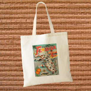Vintage Florida map of attractions Tote Bag