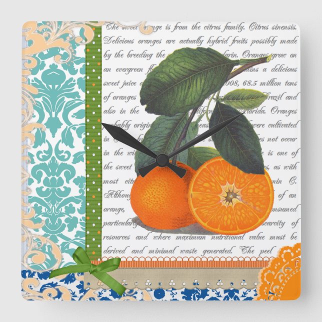 Vintage Florida Orange Fruit kitchen clock (Front)