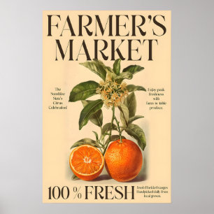 Vintage Florida Oranges Print Farmer's Market