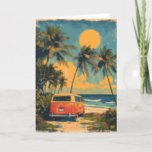Vintage Florida Palm Tree Beach Holiday Card