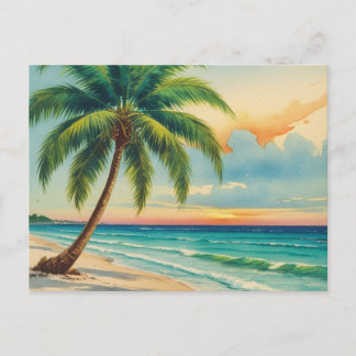 Vintage Florida Palm Tree Beach Postcard