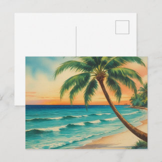 Vintage Florida Palm Tree Beach Postcard
