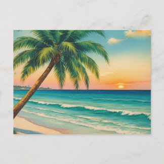 Vintage Florida Palm Tree Beach Postcard