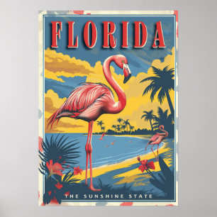 Vintage Florida Paradise travel poster