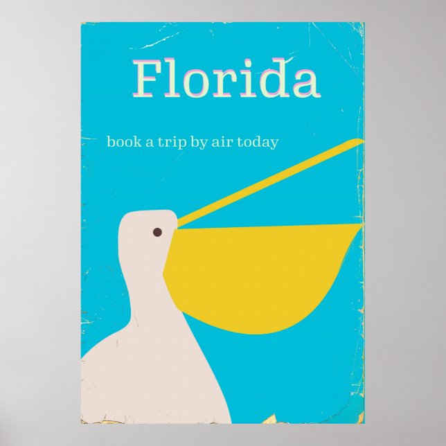 Vintage Florida Pelican travel poster (Front)